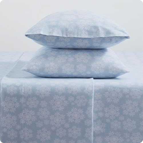 Image of Tahari Home Brushed Flannel 4-Piece Bedding Set, Full, Snowflake Blue