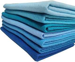 Qililandiy 7Pcs 1.4mm Thick Soft Felt Fabric Sheet Assorted Colors Felt Pack DIY Craft Sewing Squares Nonwoven Patchwork 45x45cm 7 Colors (Blue)