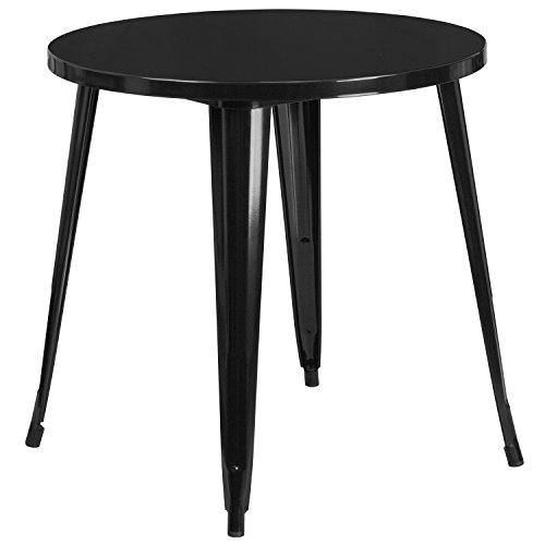 Flash Furniture Jeffrey Commercial Grade 30' Round Black Metal Indoor-Outdoor Table