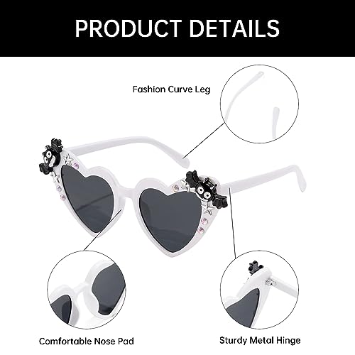 YAMEIZE Unique Heart Shaped Halloween Sunglasses - Skull Pumpkin Bat Rave Fancy Eyewear Christmas Festival Party3