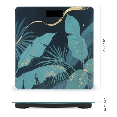 Báscula Digital Baño con Hojas Tropicales y Vidrio Templado miniatura 2
