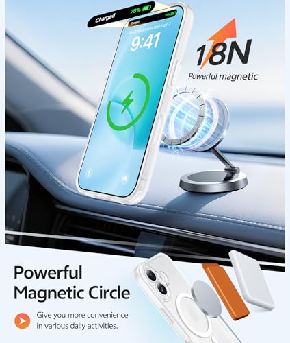 Image of FNTCASE for iPhone 16 Case: [Compatible with Magsafe] Translucent Matte Cases with [Full Camera Protection] [Screen Protector] Military Grade Shockproof Protective Phone Cover - White