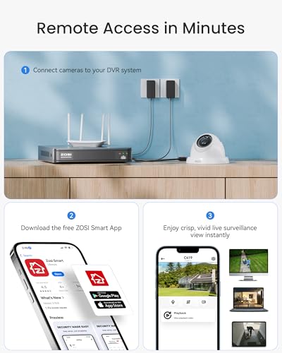Image of ZOSI 3K Lite Wired Security Camera System, 4 X 2MP Dome Cameras, 500GB HDD | AI Human /Vehicle Detection, 5MP Lite H.265+ 8 Channel Surveillance DVR, IP66 CCTV Camera, 80ft Night Vision, Remote Access