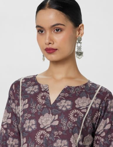 Image of Printed Cotton Blend Straight Kurta With Trousers | daily wear suit