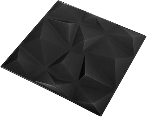 Miniatura 3 de FAMIROSA 3D Wall Panels 24 pcs 19.7"x19.7" Diamond Black 64.6 ft,1.5 KG,150915