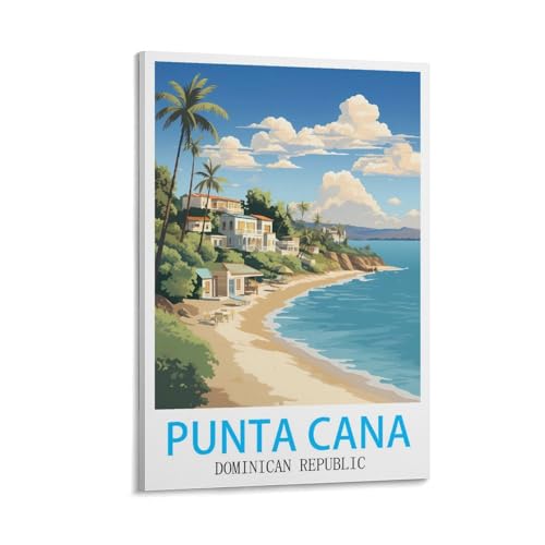 Punta Cana Dominican Republic Vintage Travel Poster 08x12inch(20x30cm) Canvas Art Posters Painting Pictures Wall Art Prints, Wall Decor for Bedroom