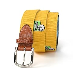 Yellow Belt With Golf Ball Embroidery