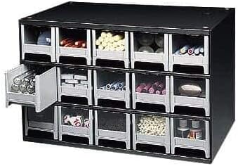 Storage Cabinet, 16-Drawer; 17" x 11" x 11"