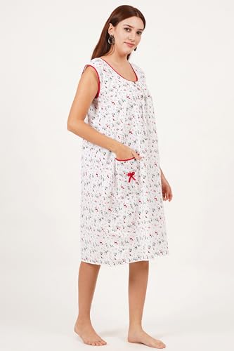 Image of Breezly Woman's Long Short Calf Length Pure Cotton Nighty