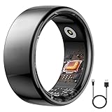 Kuinha Smart Ring Health Tracker - 24/7 Fitness & Sleep Tracking with Heart Rate Monitor, IP68 Waterproof Activity Tracker for Men/Women, 50+ Workout Modes, 7-Day Battery(Black 11#)