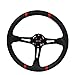 350mm Deep Dish Steering Wheel 6 Bolt Universal Custom (Black Red/ Carbon)