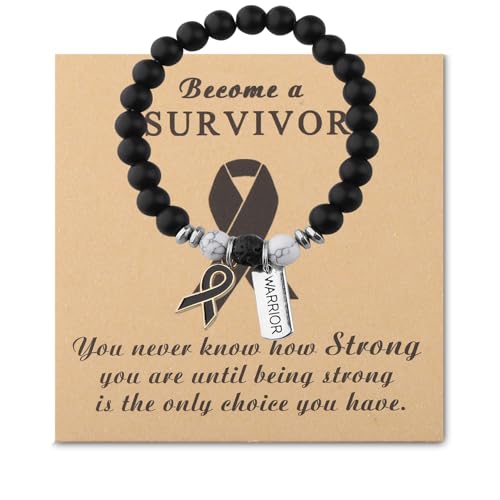 Melanoma Cancer Bracelet Skin Cancer Awareness Bracelet Survivor Support Jewelry Black Ribbon Gift (black Ribbonbracelet)