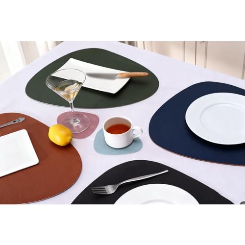 Set de table en cuir imperméable anti-tache et antidérapant style goutte d'eau - 5