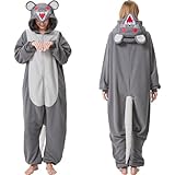 HMHMAWAHV Adult Rat Onesie Mouse Halloween Costume Cozy Animal Pajamas One-Piece Cosplay Suit for Women and Men