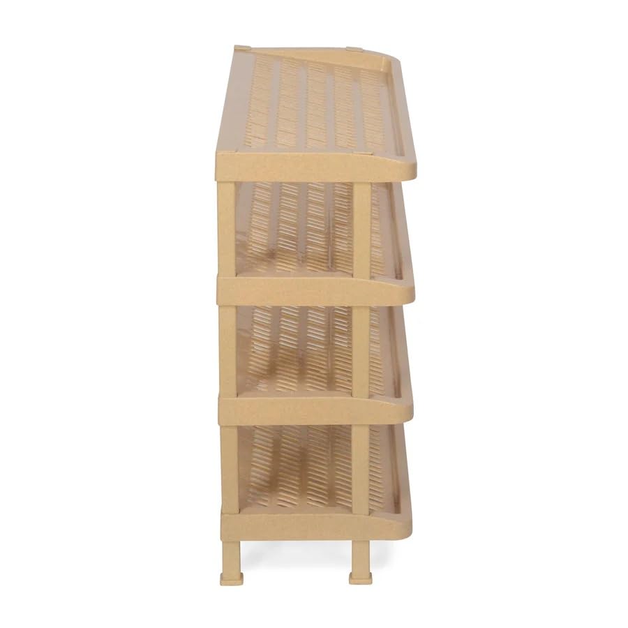 Image of Nilkamal Multipurpose Rack for Book Shelve | Shoes Storage Rack | for Home Shoe Stand|Kitchen Rack (Marble Beige, 4 Shelves)
