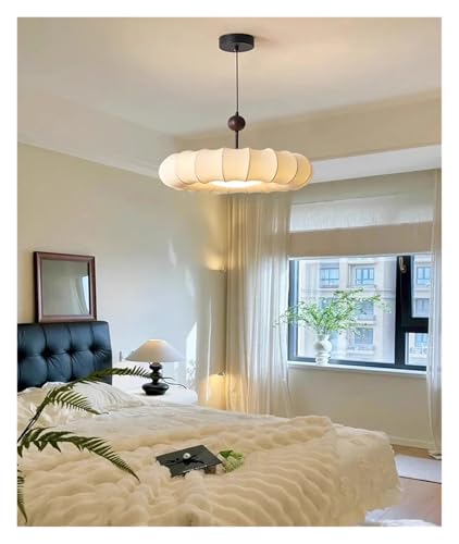 Suspension japonaise en tissu blanc grand lustre élégant pour salle à manger