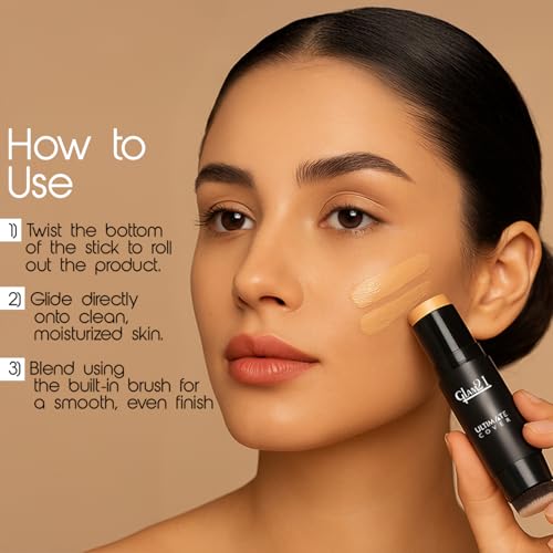 Image of Glam21 Ultimate Cover Foundation Stick | Face Foundation Stick with In-Built Brush | WaterProof, Long Lasting Formula & Natural Matte Finish | For All Skin Tone | 8gm| 03-Soft Beige