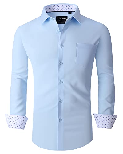 Alex Vando Mens Dress Shirts Regular Fit Long Sleeve Stretch Business Dress Shirts for Men