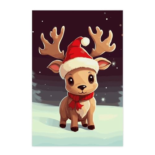 Self Adhesive Cute Christmas Reindeer Poster image