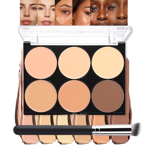 evpct 6 Colors Concealers Full Coverage Cream Contour Palette with Brush for Older Women, Under Eye...