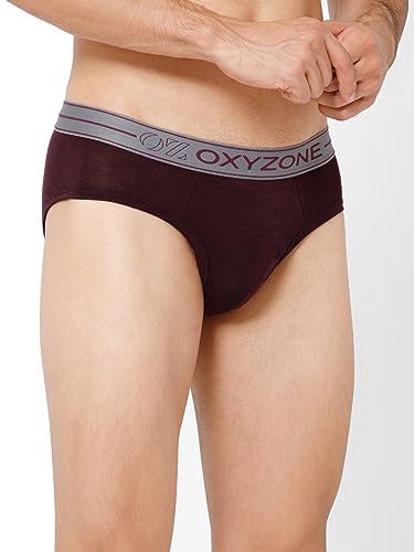 Image of OXYZONE Men's Modal Solid Brief with Sweat-Absorbent & Anti-Odour Fabric, Lightweight, Tag-Free, Breathable Innerwear with Outer Soft Waistband