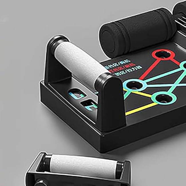 Push Up Board with Sit-Up Device, Multifunctional Home Gym with 12CM Suction Cup, Resistance Bands & Pilates Bar, Pushup Handles for Floor, Strength Training Equipment for Men and Women