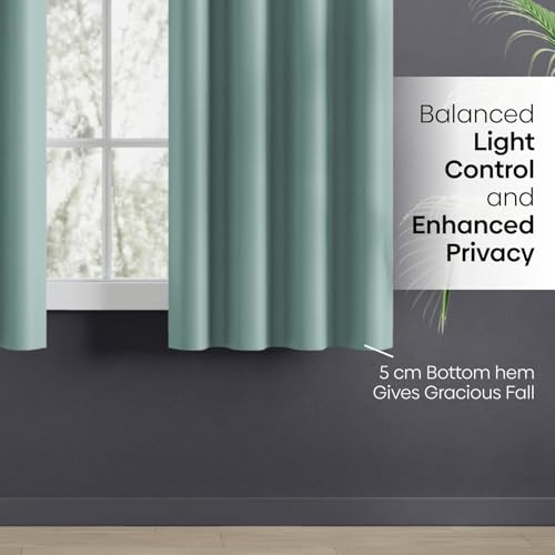 Image of Haus and Kinder Blackout Curtains 5 feet for Window,Pack of 2 Blackout Curtains for Window,100% Room Darkening Curtains Blackout 5 feet Long (Aqua, 114x152 CM)