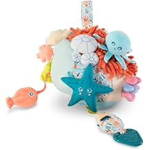 Miniland Baby Teether, Plush Baby Rattle, Toddler Toy for Teething, Sensory Development and Textured Fun, Fully Washable, Baby Teether Toys, Infant Toys 0-6 Months | Sensorial Reef