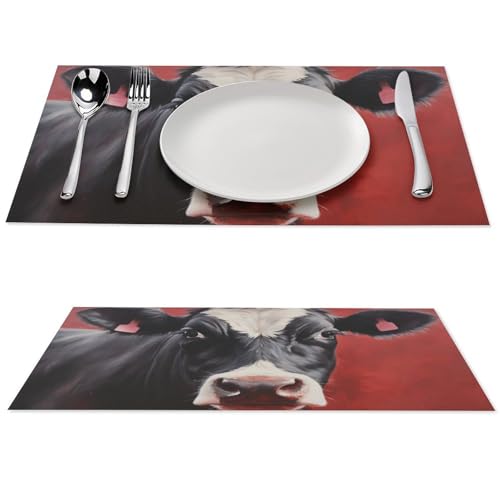 Sets de table rouge antidérapants lavables 45 x 30 cm pour table à manger