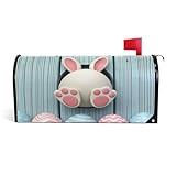 Wamika Funny Easter Rabbit Mailbox Cover - Cute Eggs Bunny Magnetic Mailbox Wrap - Standard Size 18