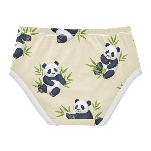 Cute Pandas Plant Print Leaves Beige Cute Panties Girl Toddlers Underwear Floral Cotton Bright Briefs Girls Undies 2t2