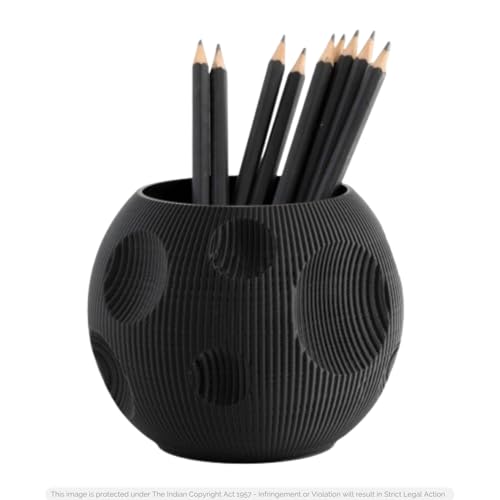 Image of Pen stand for table, aesthetic pen stand for office table stylish, pen holder for desk, pencil holder, office desk organizer, Study accessories penstand for men women kids items (Black, Round)
