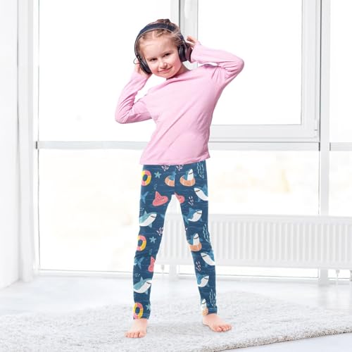 Shark Starfish Blue Sea Girls Leggings Soft Stretch Workout Yoga Dance Pants for Kids Casual Tights4