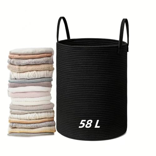 Listado de Cestos para Ropa Sucia de Plastico del mes. 44 POKYGO Cestas Almacenaje Cuerda de Algodón con Asas,Cesta Lavandería de Cuerda Tejida,Multiusos,Juguetero Practico,Guardar Ropa, Mantas y Juguetes Para Lavandería, Dormitorio y...