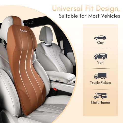 FLORICH Car Seat Lumbar Support with Headrest Pillow Memory Foam Car Lumbar Pillow Back Support Cushion 2-in-1 Ergonomic Back Rest Pillow & Car Neck Pillow for Driving Tailbone Pain Relief, Brown by FLORICH - Used condition - Image 9