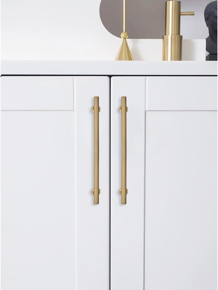 10 Pack Champagne Bronze 6 Inch Hole Center Cabinet Pulls Kitchen Cabinet Handles Solid Square Pulls for Kitchen Cabinet Door Handles Arch Dresser Handles for Cabinets and Drawers