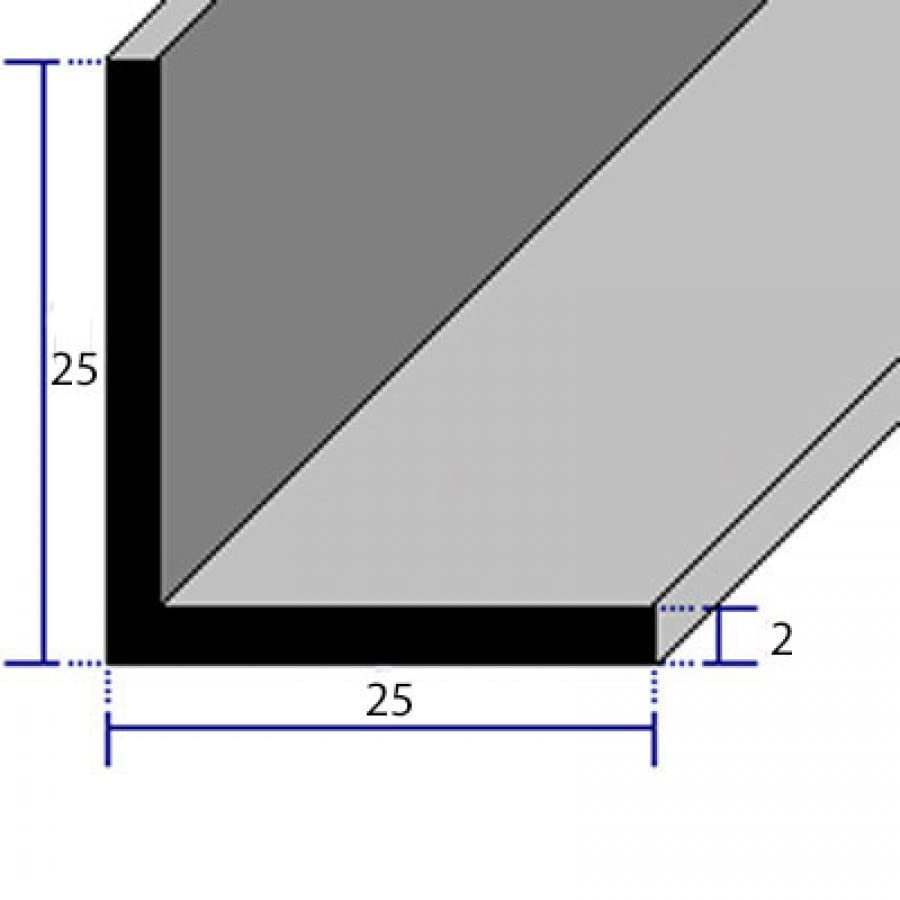 L-Profile aus eloxiertem Aluminium mit gleichen Seiten mm. 25x25x2 Farbe Schwarz robust und vielseitig für Bastelprojekte und Handwerk