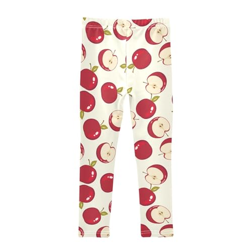 Apple on Color Background Girls Leggings,Workout Leggings for Girls Toddler Athletic Leggings Size for 3-10T2