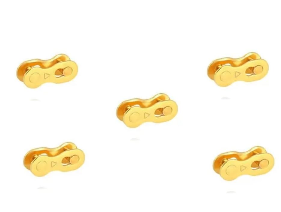 KALIDESHON Bicycle Chain Link Connector, 6,7,8 Speed, Road Bike and Mountain Bike Chain, Reusable Missing Link Quick Release, 5 Pairs Gold