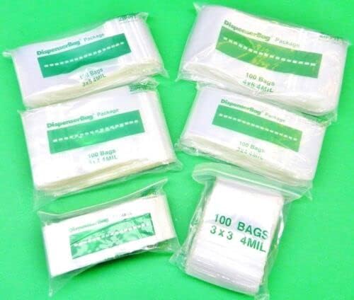 600 Reloc Zippit Bags Assortment 6 Sizes 4mil Clear Resealable 100 Of Each Size 2X3 - 3X3 - 3X4 - 3X5 - 4X4 - 4X6 Total 600 Bags Clear Reclosable Thick Bags Heavy Duty Zip Seal Lock By JTS