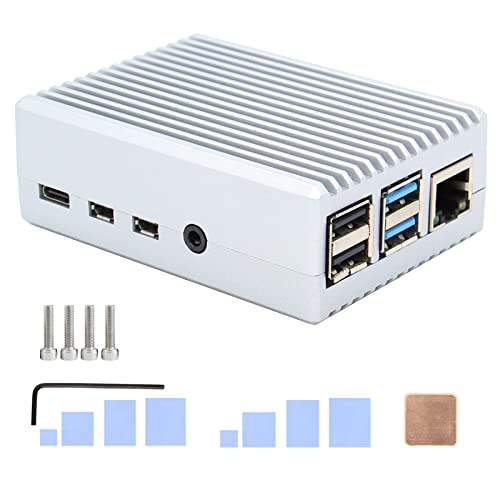 Raspberry Pi 4 Gehäuse, Pi 4 Heavy Duty Aluminium Passive Kühlung Gehäuse nur für Raspberry Pi 4B Silber