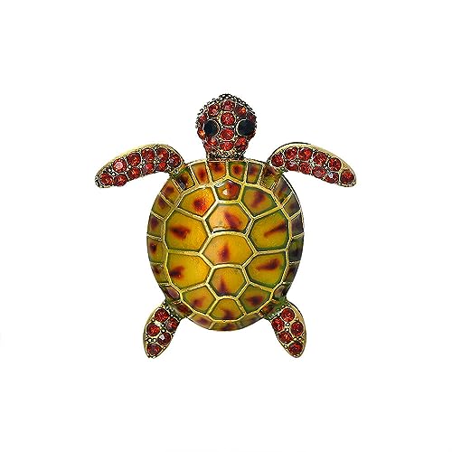 Image of Turtle Animal Brooch Pin Exaggerated Long Life Tortoise Lapel Pin Retro Crystal Sea Animal Safty Pin Women Men Clothes Decor Birthday Gift for Mom Grandma