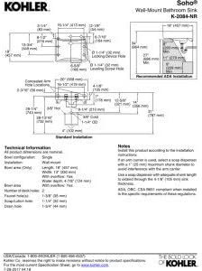 Kohler 2084-NR-0 Soho Wall-Mount Bathroom Sink, angled view