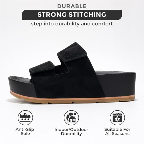 Project Cloud Genuine Leather Platform Sandals Women Footwear - Beach Summer Wedges with Comfortable Memory Foam Insole - Non Slip & Lightweight Wedge Sandals for Women 20253