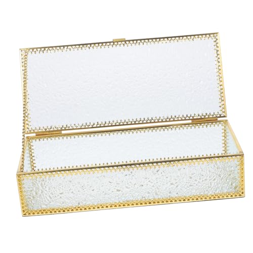 BUGUUYO Caja Joyero De Cristal Organizador De Collares Mini Muro Colgante Joyas Titular De La Joyería Bolígrafo Cajón Poseedor Condujo Pararse Mostrar Soportes Plegable Talón Vidrio Golden