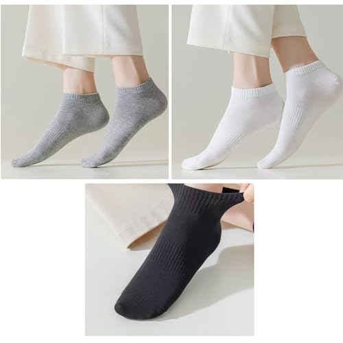 WENRENMK 6 Paar Sneaker Socken Herren Damen 37-42, Leichte Baumwoll-Kurzsocken, Halbsocken, Atmungsaktive und Desodorierende Sportsocken, Unsichtbare Socken(Schwarz, Weiß, Grau)