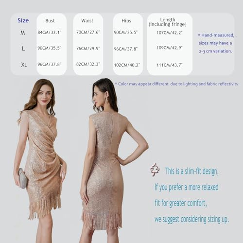 Image of Women Flapper Dresses 1920s V Neck Beaded Fringed Great Gatsby Club & Night Out Dresses