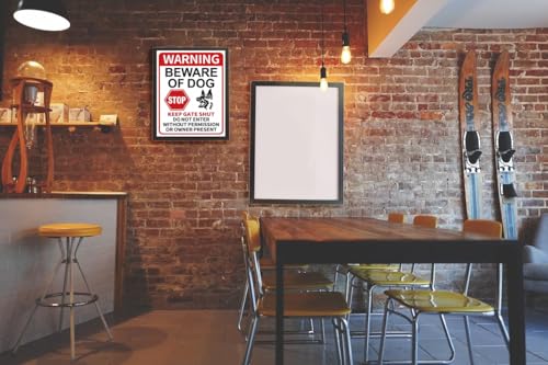 Funny Beware of Dog Sign – Warning, No Trespassing, Keep Gate Closed, Do Not Enter Without Permission, 8x12 Inch Aluminum Sign, Perfect for Yard, Fence, and Garden Décor