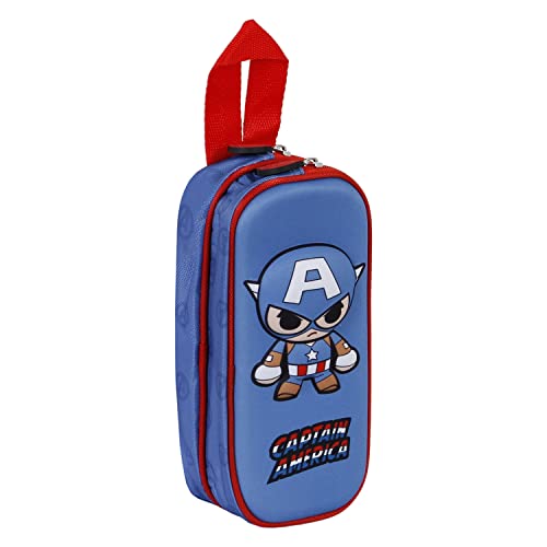 Marvel Captain America Bobblehead-3D Double Pencil Case, Blue, 22 x 9.5 cm - Image 3