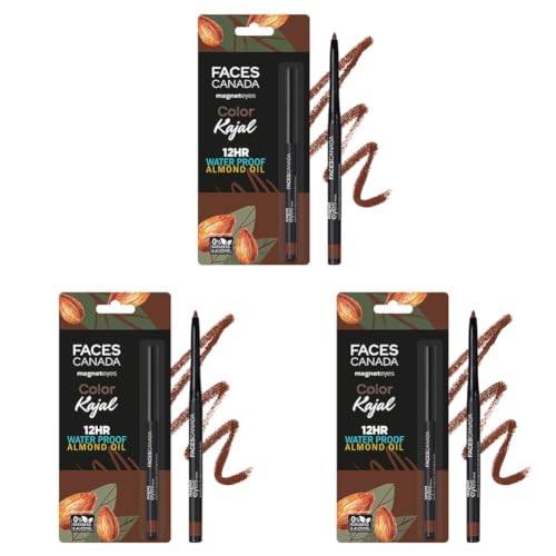 Image of FACESCANADA Magneteyes Color Kajal - Brown Comfort 03, 0.30G | Highly Pigmented Kohl | 12 Hr Long Stay | Matte Finish | Single Stroke Glide | Water Proof | Smudge Proof | Almond Oil Enriched - Pencil